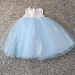 Helena Kids Formal Dress - White and Blue